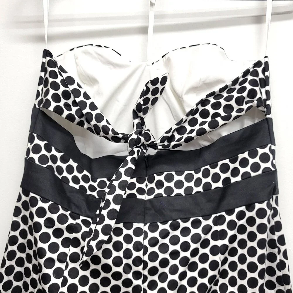 Donna Ricco New York Black White Polka Dot Strapless A-Line Retro Dress 14